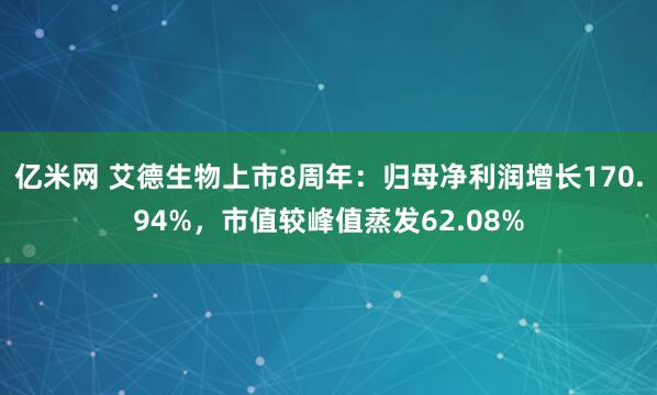 亿米网 艾德生物上市8周年：归母净利润增长170.94%，市值较峰值蒸发62.08%