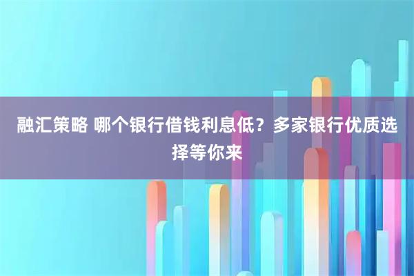 融汇策略 哪个银行借钱利息低？多家银行优质选择等你来