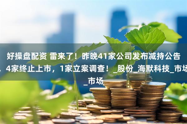 好操盘配资 雷来了！昨晚41家公司发布减持公告，4家终止上市，1家立案调查！_股份_海默科技_市场