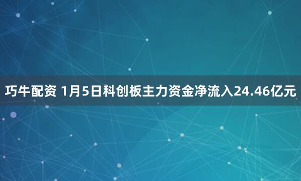 巧牛配资 1月5日科创板主力资金净流入24.46亿元